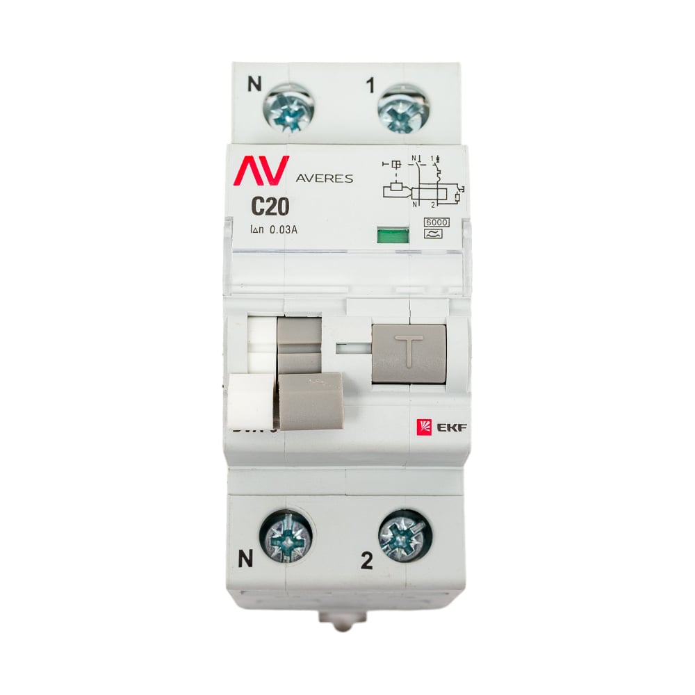 Дифференциальный автомат EKF DVA-6, 1P+N, 20А, 30мА, 6кА, AVERES, SQ ...