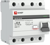 Устройство защитного отключения EKF PROxima ВД-100, УЗО, 4P, 63А/100мА elcb-4-63-100-em-pro