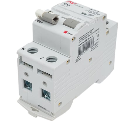 Дифференциальный автомат EKF DVA-6, 1P+N, 10А, 100мА, 6кА, AVERES, SQ rcbo6-1pn-10C-100-ac-av