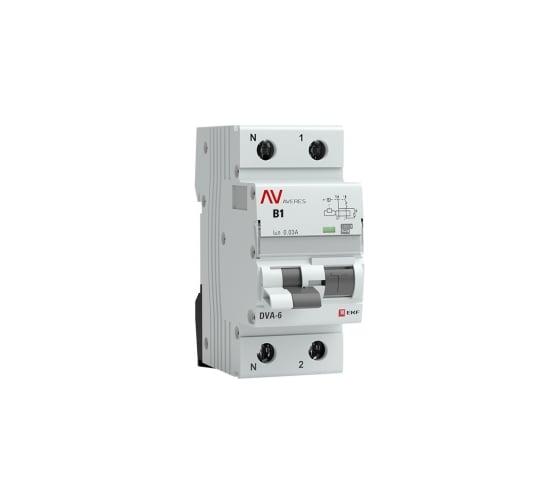 Дифференциальный автомат EKF DVA-6, 1P+N, 1А, 30мА, 6кА, AVERES, SQ rcbo6-1pn-1B-30-a-av 1