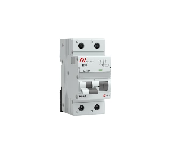 Дифференциальный автомат EKF DVA-6, 1P+N, 32А, 100мА, 6кА, AVERES, SQ rcbo6-1pn-32B-100-ac-av 1