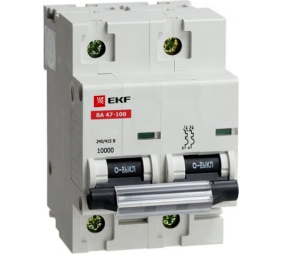 Автоматический выключатель EKF ВА 47-100, 2P, 35А, 10kA SQmcb47100-2-35D 1