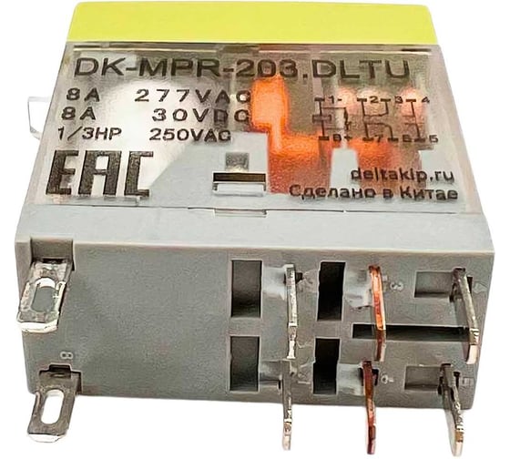 Промежуточное реле DELTAKIP Delta-Kip в компактном корпусе DK-MPR (203DLTU, 24V DC, 8А, IP40) DK-K0000028