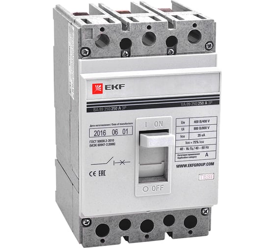 Автоматический выключатель EKF ВА-99, 250/80А, 3P, 35кА, PROxima, SQ mccb99-250-80