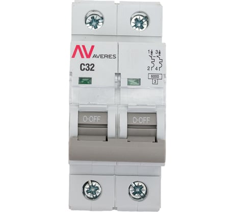 Автоматический выключатель EKF AV-6, 2P, 32A, 6kA, AVERES, SQ mcb6-2-32C-av