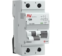 Дифференциальный автомат EKF DVA-6, 1P+N, 20А, 100мА, 6кА, AVERES rcbo6-1pn-20C-100-ac-av