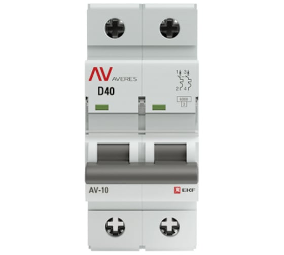 Автоматический выключатель EKF AVERES AV-10, 2P, 40A, 10kA mcb10-2-40D-av