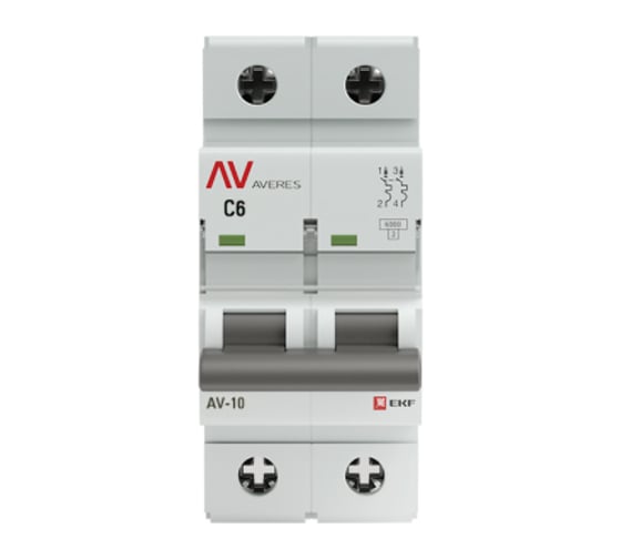 Автоматический выключатель EKF AVERES AV-10, 2P, 6A, 10kA mcb10-2-06C-av