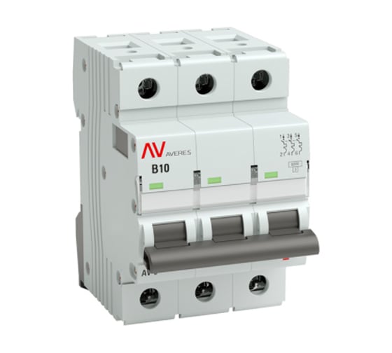Автоматический выключатель EKF AVERES AV-10, 3P, 10A, 10kA mcb10-3-10B-av
