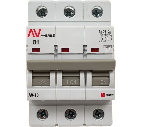 Автоматический выключатель EKF AVERES AV-10, 3P, 1A, 10kA mcb10-3-01D-av