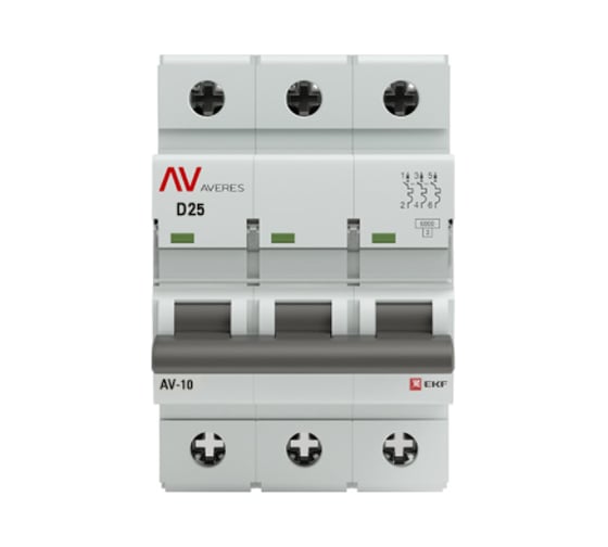 Автоматический выключатель EKF AVERES AV-10, 3P, 25A, 10kA mcb10-3-25D-av