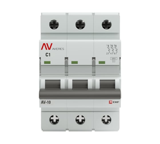 Автоматический выключатель EKF AVERES AV-10, 3P, 1A, 10kA mcb10-3-01C-av