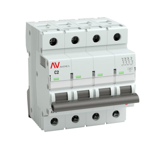 Автоматический выключатель EKF AVERES AV-10, 4P, 2A, 10kA mcb10-4-02C-av
