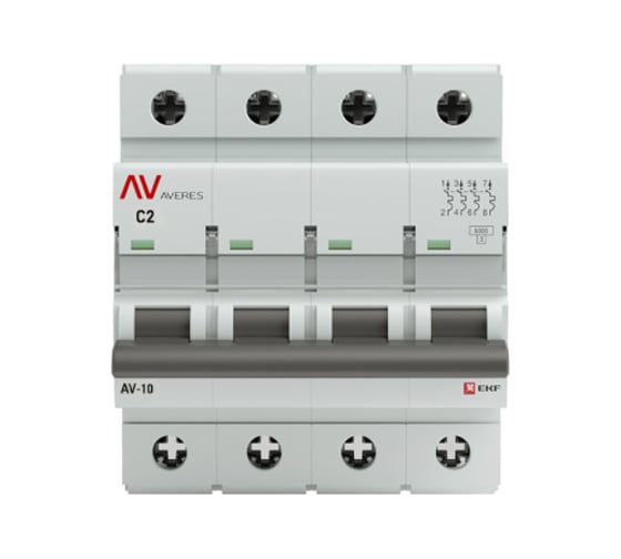 Автоматический выключатель EKF AVERES AV-10, 4P, 2A, 10kA mcb10-4-02C-av