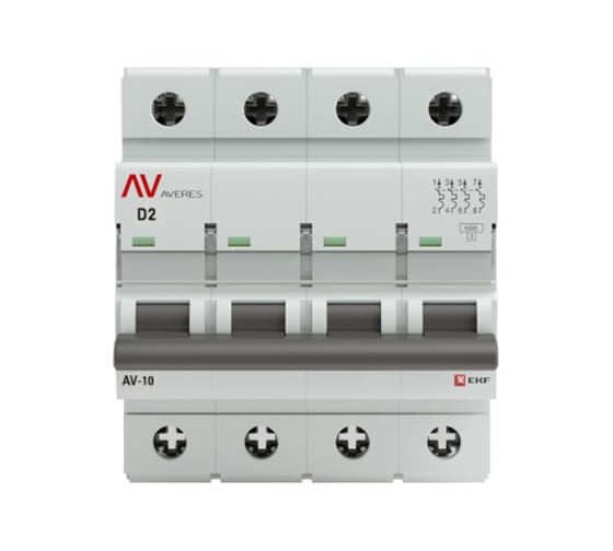 Автоматический выключатель EKF AVERES AV-10, 4P, 2A, 10kA mcb10-4-02D-av