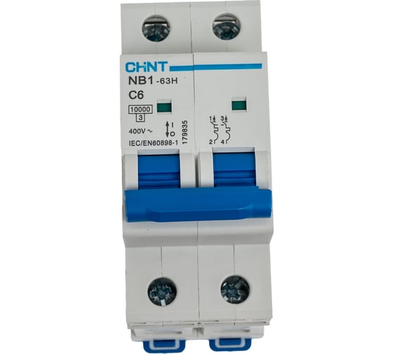 Выключатель автоматический модульный CHINT 2п C 6А 10кА NB1-63H (R) 179835