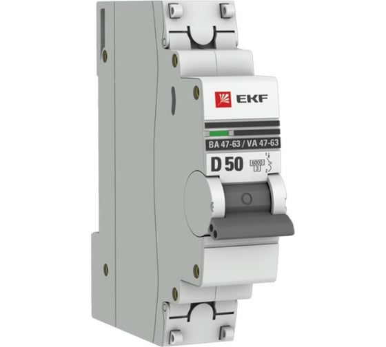 Автоматический выключатель EKF 1P 50А 6кА ВА 47-63 PROxima SQ mcb4763-6-1-50D-pro