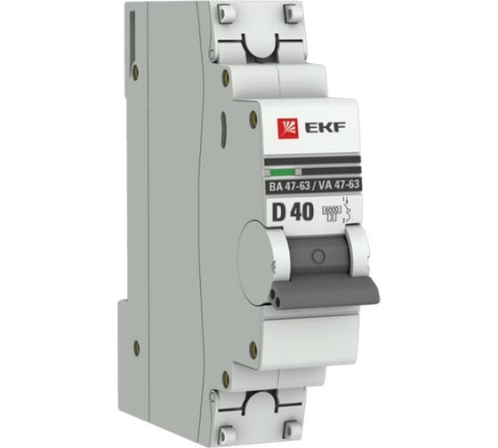Автоматический выключатель EKF 1P 40А 6кА ВА 47-63 PROxima SQ mcb4763-6-1-40D-pro