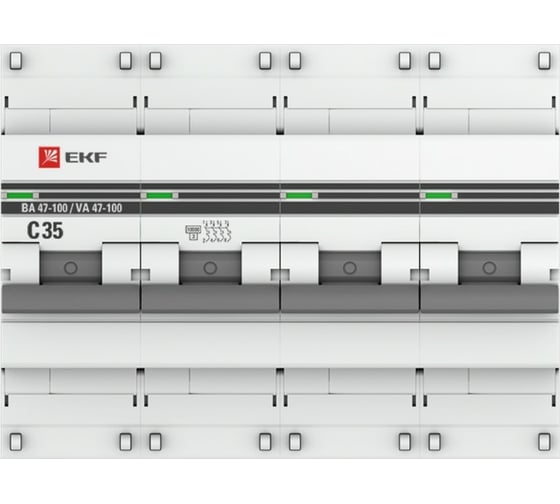 Автоматический выключатель EKF 4P 35А 10kA ВА 47-100 PROxima mcb47100-4-35C-pro