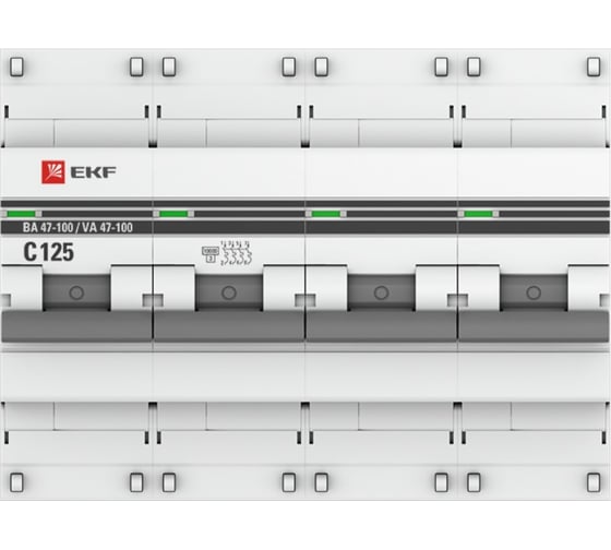 Автоматический выключатель EKF 4P 125А 10kA ВА 47-100 PROxima mcb47100-4-125C-pro