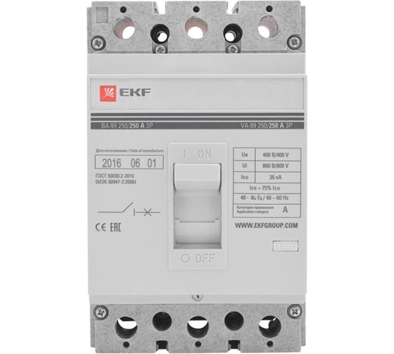 Автоматический выключатель EKF ВА-99 250/ 80А 3P 35кА без коннекторов PROxima SQmccb99-250-80-n