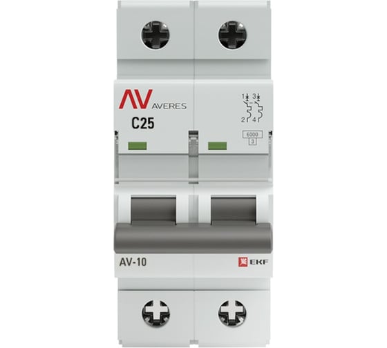 Автоматический выключатель EKF AV-10 2P 25A 10kA AVERES mcb10-2-25C-av