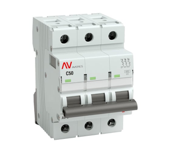 Автоматический выключатель EKF AVERES AV-6 DC, 3P, 50A, 6kA mcb6-DC-3-50C-av 1