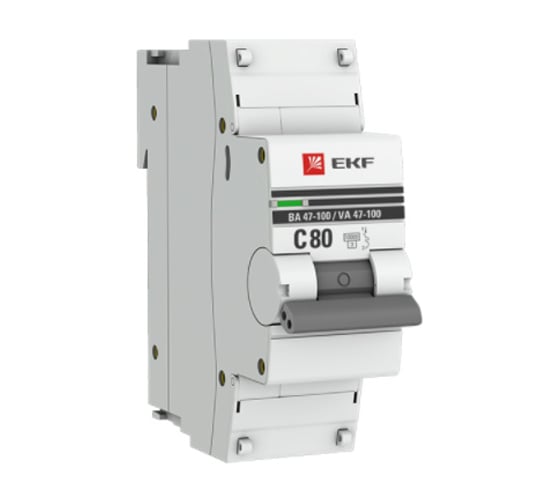 Автоматический выключатель EKF PROxima ВА 47-100 1P, 80А, 10kA mcb47100-1-80C-pro