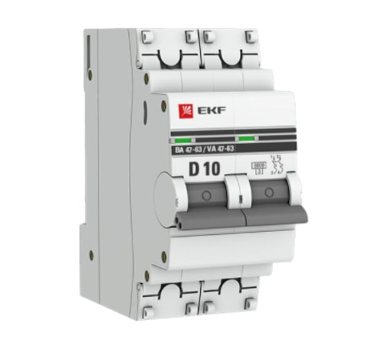 Автоматический выключатель EKF PROxima ВА 47-63 2P 10А, 6кА, SQ mcb4763-6-2-10D-pro