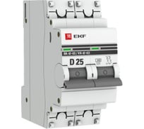 Автоматический выключатель EKF PROxima ВА 47-63 2P, 25А, 4,5kA mcb4763-2-25D-pro