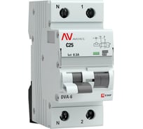 Дифференциальный автомат EKF DVA-6 1P+N 25А 300мА 6кА AVERES rcbo6-1pn-25C-300-a-av