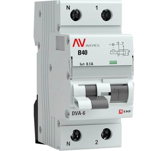 Дифференциальный автомат EKF DVA-6 1P+N 40А 100мА 6кА AVERES rcbo6-1pn-40B-100-ac-av 1