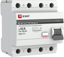 Устройство защитного отключения EKF ВД-100 4P 63А/100мА PROxima elcb-4-63-100-em-a-pro