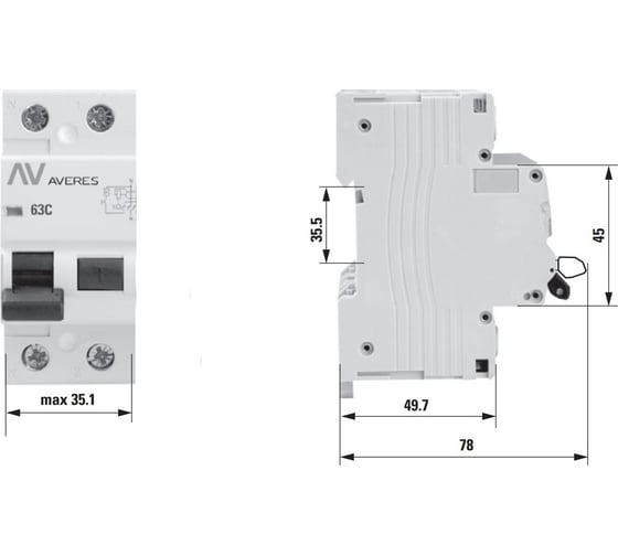 Устройство защитного отключения EKF DV 2P 40А/500мА AC AVERES SQrccb-2-40-500-ac-av