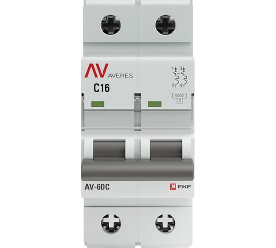 Автоматический выключатель EKF AV-6 DC 2P 16A 6kA AVERES mcb6-DC-2-16C-av