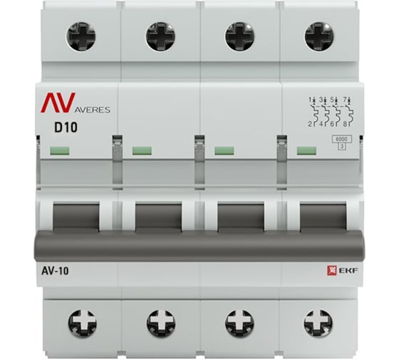 Автоматический выключатель EKF AV-10 4P 40A 10kA AVERES mcb10-4-40D-av