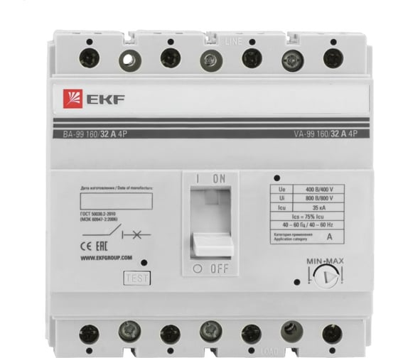 Автоматический выключатель EKF ВА-99 160/ 32А 4P 35кА PROxima mccb99-160-32-4P 1