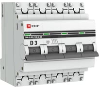 Автоматический выключатель EKF 4P 3А 4,5kA ВА 47-63 PROxima mcb4763-4-03D-pro