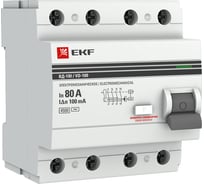 Устройство защитного отключения EKF УЗО, ВД-100, 4P, 80А/100мА, PROxima elcb-4-80-100-em-pro