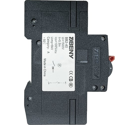 Автоматический выключатель ZJBeny постоянного тока, 1P, 25А, 600V, характеристика В, 1.5 кА BB2-40 1P 25 600V