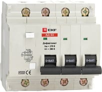Дифференциальный автомат EKF АД-32, 4P, 50А/300мА, 4.5кА SQDA32-50-300-4P