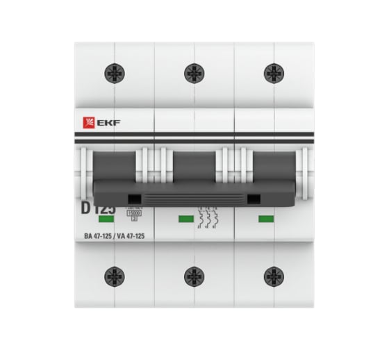Автоматический выключатель EKF PROxima ВА 47-125, 3P, 125А, 15кА mcb47125-3-125D