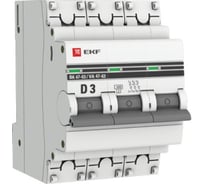 Автоматический выключатель EKF PROxima ВА 47-63, 3P, 3А, 4,5kA mcb4763-3-03D-pro