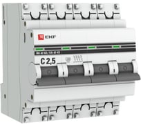 Автоматический выключатель EKF PROxima ВА 47-63, 4P, 2,5А, 4,5kA mcb4763-4-2.5C-pro