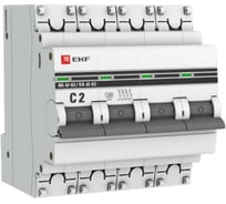 Автоматический выключатель EKF PROxima ВА 47-63, 4P, 2А, 4,5kA mcb4763-4-02C-pro