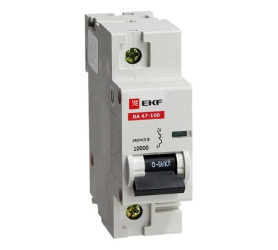 Автоматический выключатель EKF ВА 47-100, 1P, 10А, 10kA SQmcb47100-1-10C 1