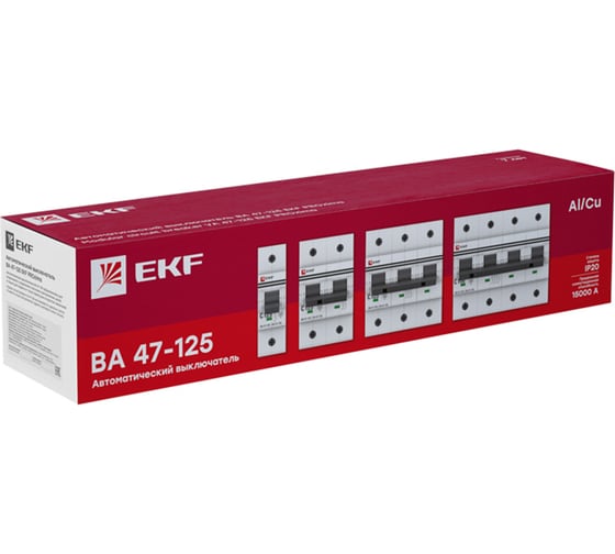 Автоматический выключатель EKF PROxima ВА 47-125, 3P, 80А, 15кА mcb47125-3-80C