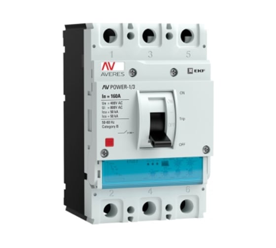 Автоматический выключатель EKF AV POWER-1/3, 160А, 50kA, ETU2.2 mccb-13-160-2.2-av 1