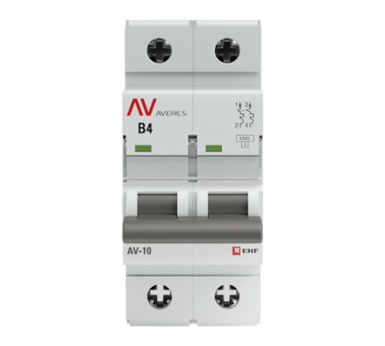 Автоматический выключатель EKF AVERES AV-10, 2P, 4A, 10kA mcb10-2-04B-av