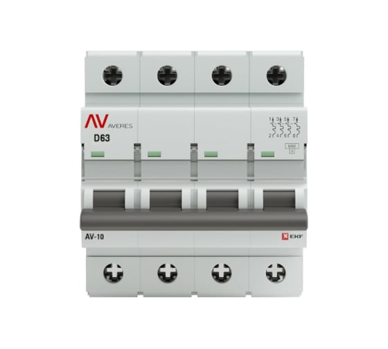 Автоматический выключатель EKF AVERES AV-10, 4P, 63A, 10kA mcb10-4-63D-av